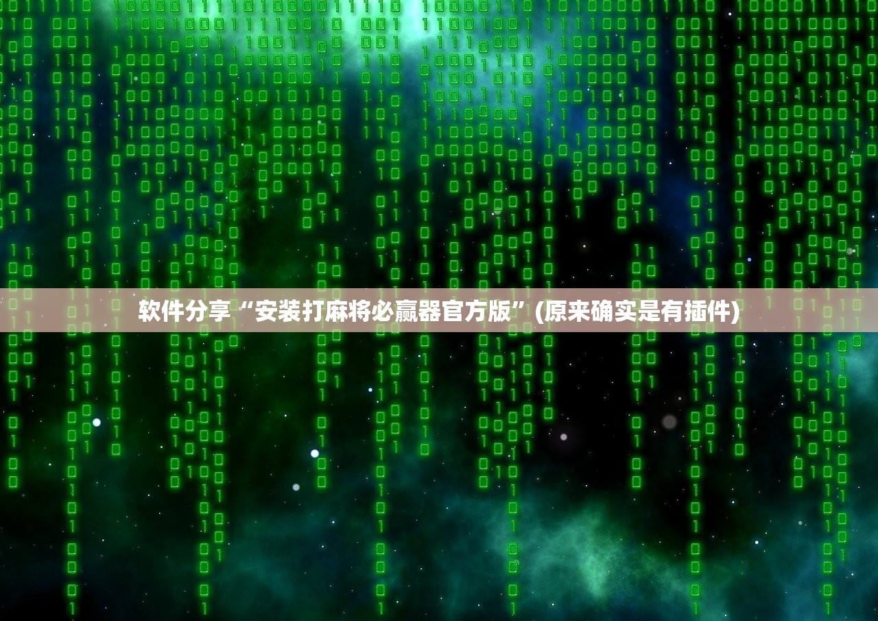 软件分享“安装打麻将必赢器官方版	”(原来确实是有插件)