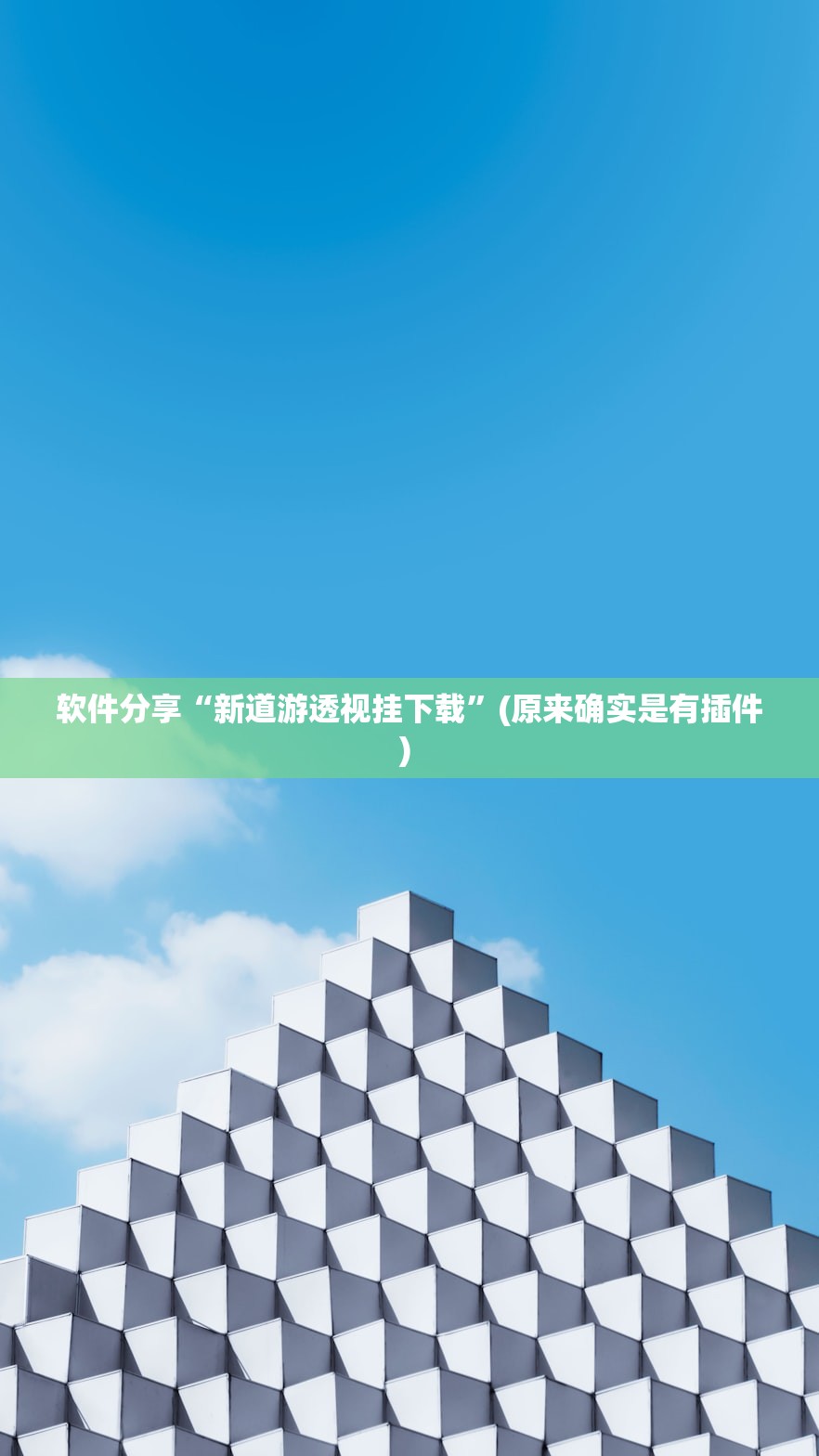 软件分享“新道游透视挂下载”(原来确实是有插件) 