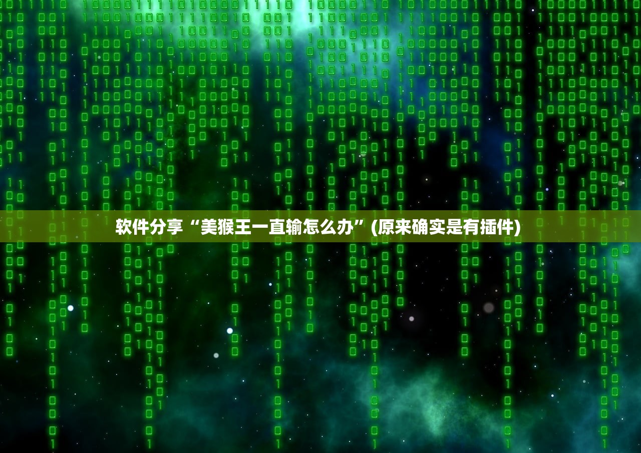 软件分享“美猴王一直输怎么办”(原来确实是有插件) 